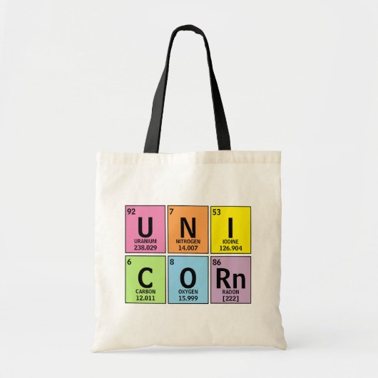 Funny Unicorn Rainbow Periodic Table of Elements Tote Bag (Voorkant)