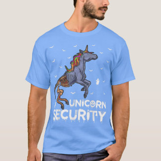 Funny Unicorn Security Scary Skeleton Unicorn Hall T-shirt