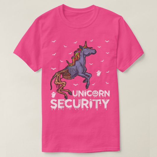 Funny Unicorn Security Scary Skeleton Unicorn Hall T-shirt (Design voorkant)
