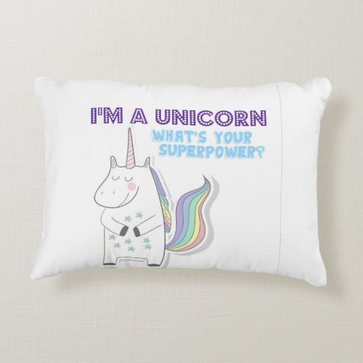 Funny Unicorn Superpower Accent Kussen (Achterkant)