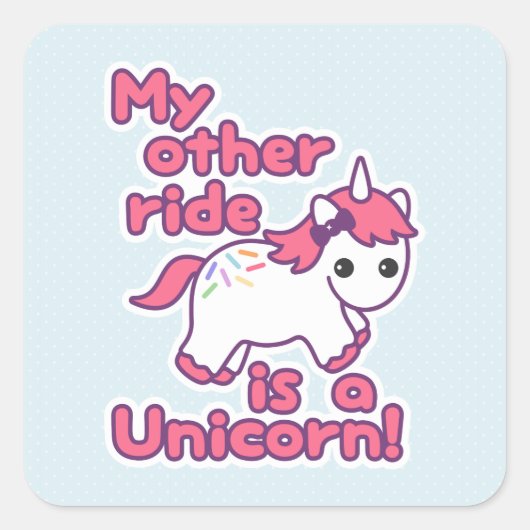 Funny Unicorn Vierkante Sticker (Voorkant)