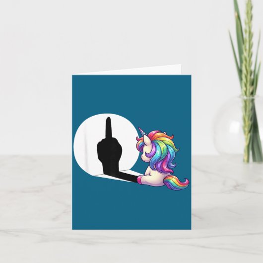 Funny Unicorn With Middle Finger Morning Grouch  Kaart (Voorkant)