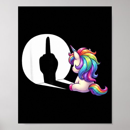 Funny Unicorn With Middle Finger Morning Grouch  Poster (Voorkant)