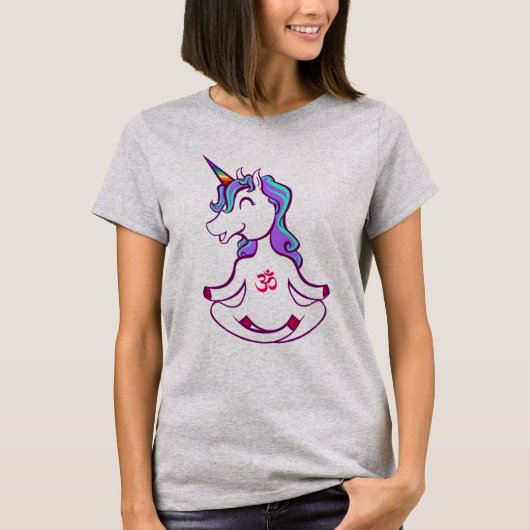 Funny Unicorn Zen Yoga Meditation Lotus Ohm T-shirt (Voorkant)