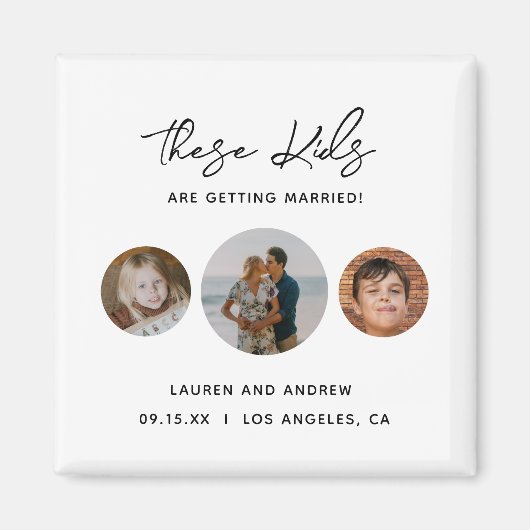 Funny Unieke Kinder foto's die de datum opslaan Magneet (Voorkant)