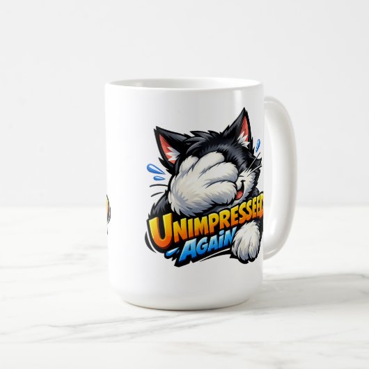 Funny Unimpressed Cat Coffee Mug - Grumpy Office  Koffiemok (Voorkant rechts)