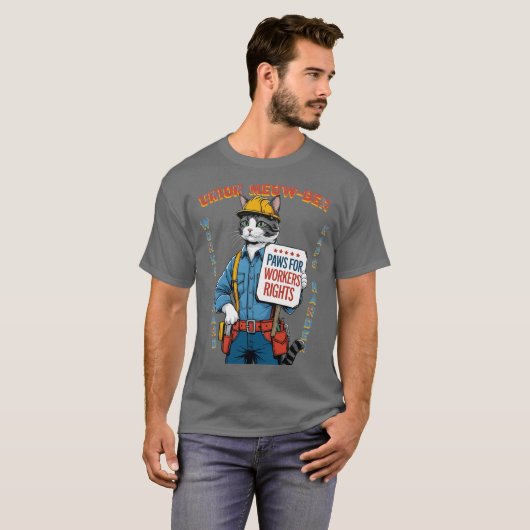 Funny Union Feline Member Labor Day T-shirt (Voorkant volledig)