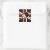 Funny Union Jack British Kat Vierkante Sticker (Tas)