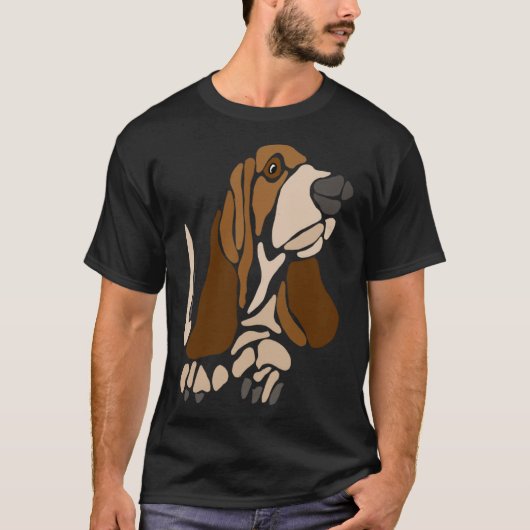 Funny Unique Basset Hound Dog Art T-shirt (Voorkant)
