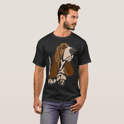 Funny Unique Basset Hound Dog Art T-shirt (Voorkant volledig)