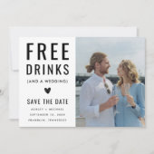 Funny Unique Free Drink Qr Code Photo Wedding Save The Date (Voorkant)