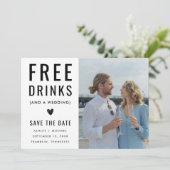 Funny Unique Free Drink Qr Code Photo Wedding Save The Date (Staand voorkant)