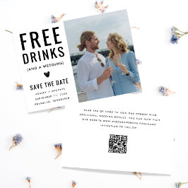 Funny Unique Free Drink Qr Code Photo Wedding Save The Date