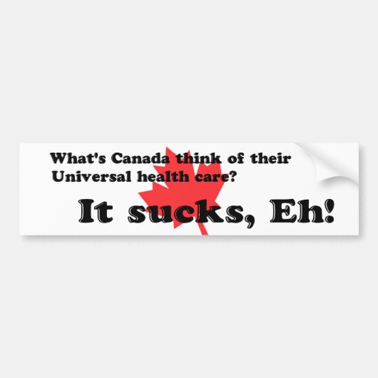 Funny Universal Heatlh Care Canada Bumpersticker (Voorkant)