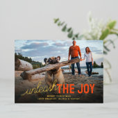 Funny Unleash The Joy Pet Christmas Folie Feestdagenkaart (Staand Voorkant)
