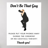 Funny Unplugged Ceremony Sign for Wedding Poster (Voorkant)