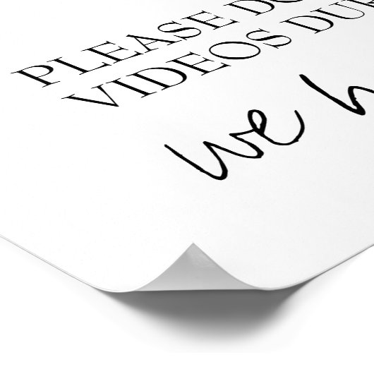 Funny Unplugged Ceremony Wedding Sign Poster (Hoek)