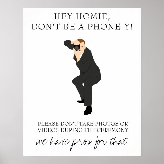 Funny Unplugged Ceremony Wedding Sign Poster (Voorkant)