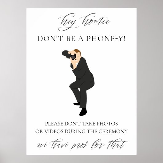 Funny Unplugged Ceremony Wedding Sign Poster (Voorkant)
