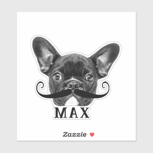 Funny Upload Pet Face Foto & Name met Mustache Sticker (Vel)