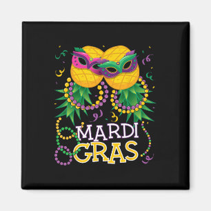 Funny Upside Down Pineapple Swinger Mardi Gras Bea Magneet