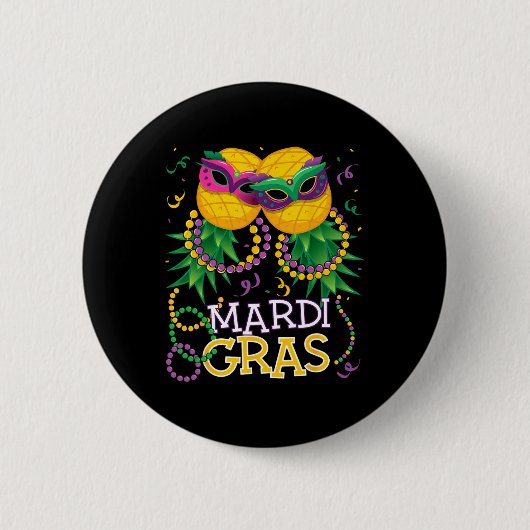 Funny Upside Down Pineapple Swinger Mardi Gras Bea Ronde Button 5,7 Cm (Voorkant)