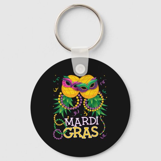 Funny Upside Down Pineapple Swinger Mardi Gras Bea Sleutelhanger (Voorkant)