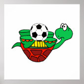 Funny Upside Down Turtle met Voetbal Poster (Voorkant)