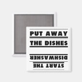 Funny Upside Down Zet weg en start de wasmachine. Magneet (Voorkant / Achterkant)