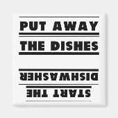 Funny Upside Down Zet weg en start de wasmachine. Magneet (Voorkant)