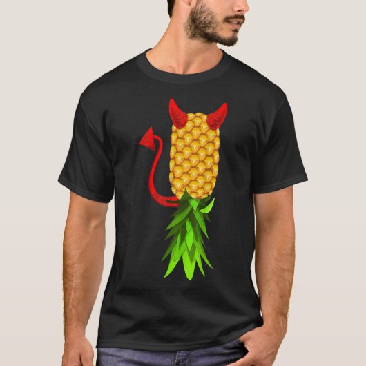 Funny Upside Pineapple Swinger Mannen Vrouwen T-shirt (Voorkant)