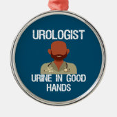 Funny Urologist Holiday Kaart Metalen Ornament (Voorkant)