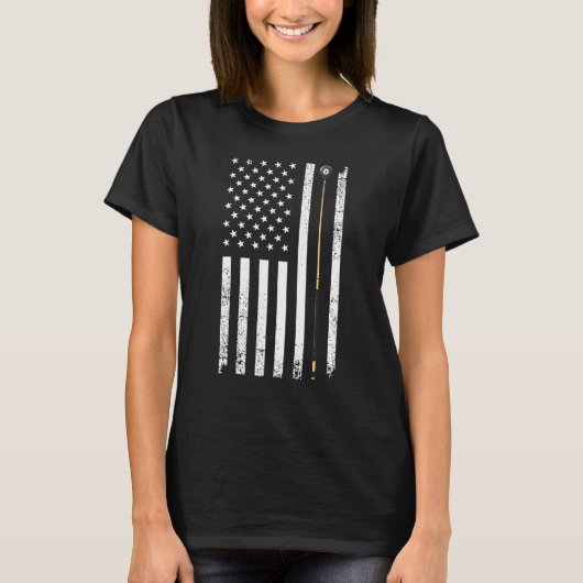 Funny US Flag Billiards Design for Men Women Billi T-shirt (Voorkant)