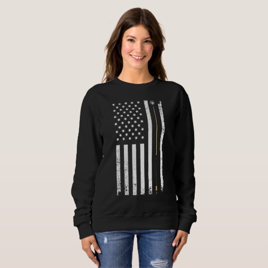 Funny US Flag Billiards Design For Men Women Billi Trui (Voorkant volledig)
