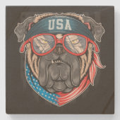 Funny USA Bandana Bulldog in Glasses Stenen Onderzetter (Voorkant)