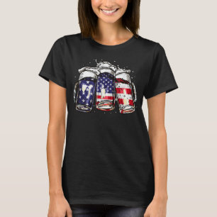 Funny USA Beer American Flag 4 juli Man Women T-shirt