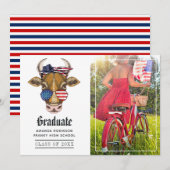 Funny USA Patriotic Koe Afstuderen Foto Aankondiging (Voorkant / Achterkant)