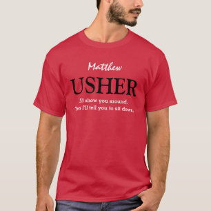 Funny Usher  Wedding Party V03 RED T-shirt