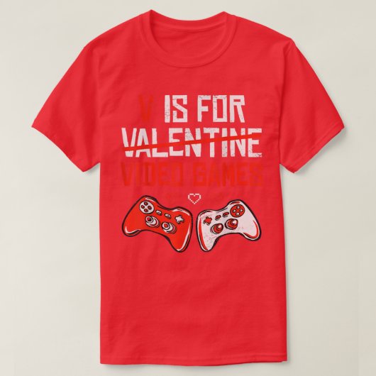 Funny V is voor videogames Valentijnsdag Gamer Bo T-shirt (Design voorkant)