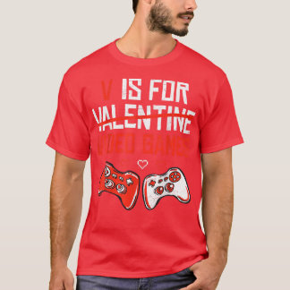 Funny V is voor videogames Valentijnsdag Gamer Bo T-shirt
