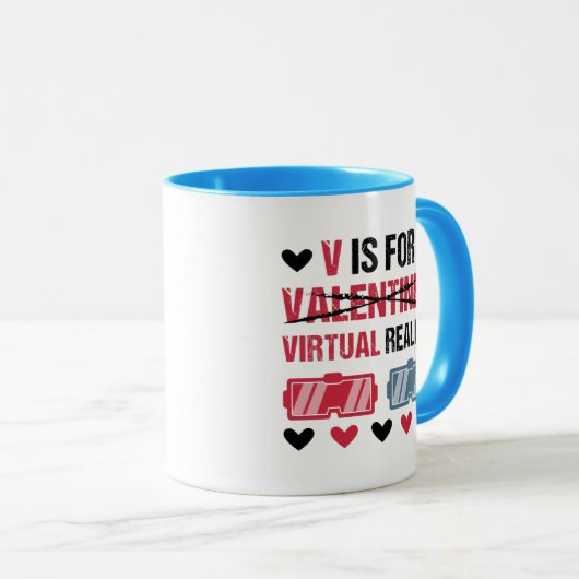 Funny V is voor Virtual Reality Valentijnsdag Gif Mok (Voorkant rechts)