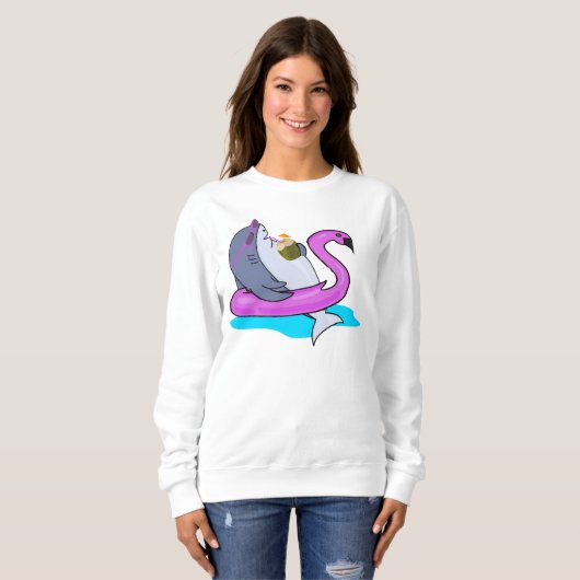 Funny Vacation Relaxing Shark Hoodie, Shark Trui (Voorkant volledig)