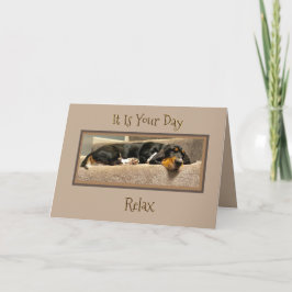 Funny "Vaderdag" Card W/Basset Hound Puppy Kaart