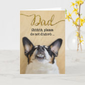 Funny Vaderdag Kaart - Dog met Goofy Grin (Gele Bloem)