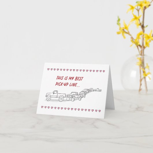 Funny Valentijn Card Pickup Line Heart Border SM Kaart (Gele Bloem)