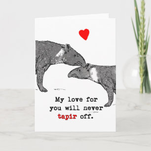 Funny Valentijn Card Tapir Lovers with hart Feestdagen Kaart