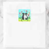 Funny Valentijn Cats Creationarts Vierkante Sticker (Tas)