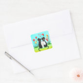Funny Valentijn Cats Creationarts Vierkante Sticker (Envelop)