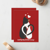 Funny Valentijn Cats in Love Notitiekaartje (Voorkant / Achterkant in situ)