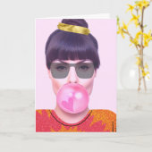 Funny Valentijn Cool Lady Kauwgum Kaart (Gele Bloem)